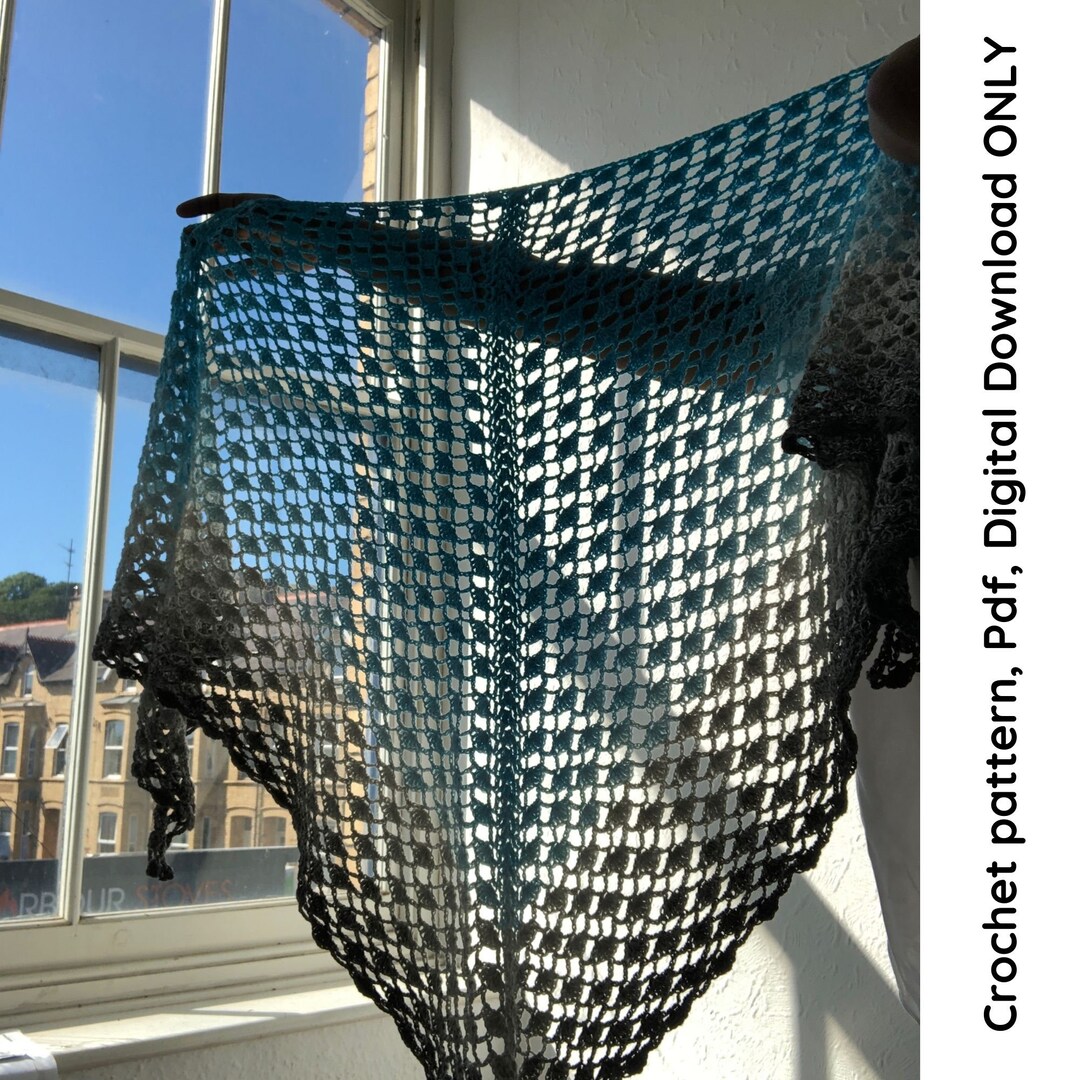 Two M's Shawl Lace Crochet Triangle Shawl Pdf Pattern, Easy Crochet ...