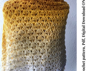 Narcissus summer lace crochet wrap pattern, beginner lace shawl pdf pattern digital download, easy crochet shawl pattern