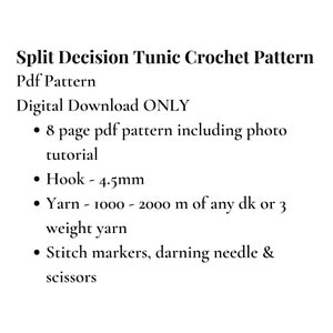 Split Decision Tunic, Crochet Tunic Pattern, Crochet Top Pattern, Pdf Pattern, Digital Download ONLY, image 9