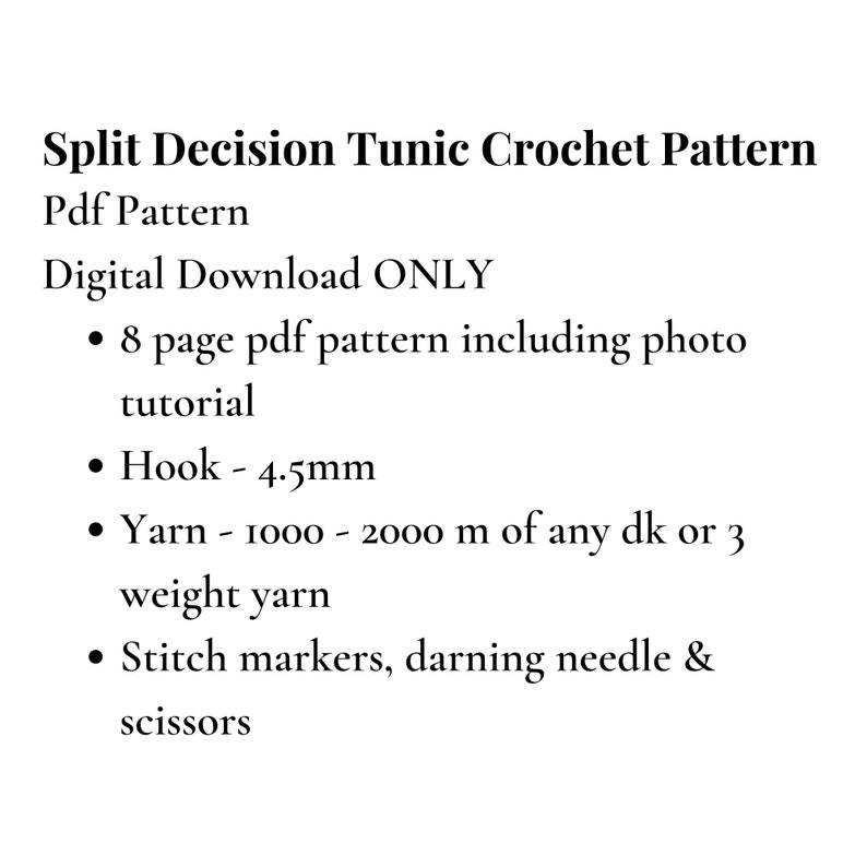 Split Decision Tunic, Crochet Tunic Pattern, Crochet Top Pattern, Pdf Pattern, Digital Download ONLY, image 9