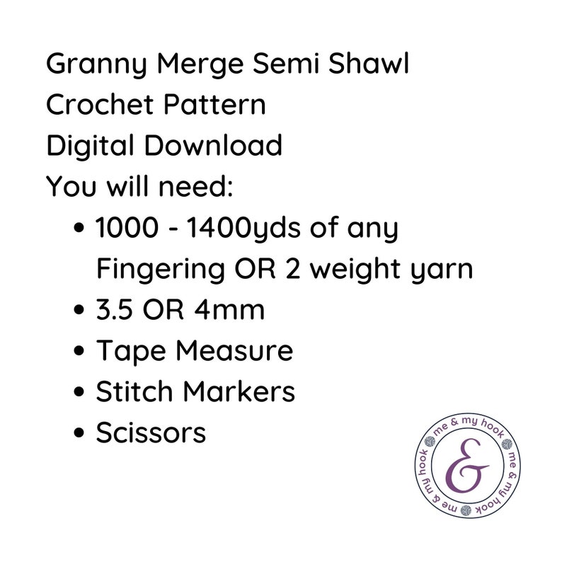 Granny Merge Semi Crochet Pattern, Beginner semi circle shawl pdf pattern digital download, easy crochet shawl image 5