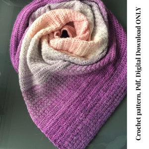 Patience beginner triangle shawl crochet pattern, easy crochet shawl pattern, beginner diy shawl pdf pattern digital download