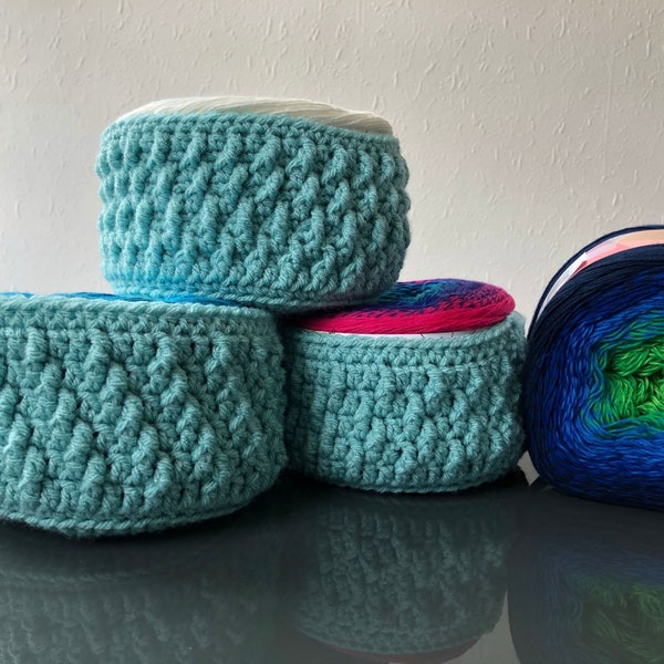 Crochet Storage Basket Pattern, Totally Textured Yarn Baskets, DIY Home Decor, Pdf Pattern, Digital Download,