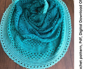 Granny Merge Semi Crochet Pattern, Beginner semi circle shawl pdf pattern digital download, easy crochet shawl