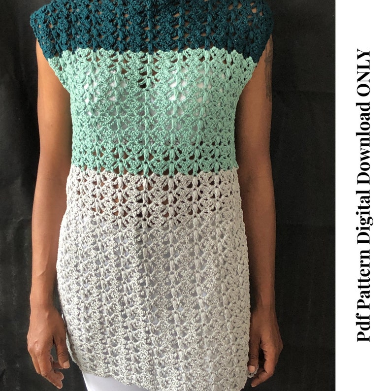 Split Decision Tunic, Crochet Tunic Pattern, Crochet Top Pattern, Pdf Pattern, Digital Download ONLY, image 1