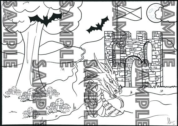Knight Kingdom colouring in sheet page digital download | Etsy