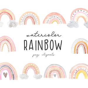 Aquarel regenboog clipart. Digitale schattige illustraties. Png regenbogen clip art kamerontwerp, logo, stickers, babyshower. Boho sprookjesachtige print