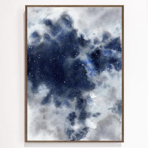Sternenklare Nacht Bild Wolke Bilder Raumposter für Baby-Kinderzimmer Deko Mond Sterne Poster für das Kinderzimmer
