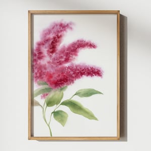 Rosa lila Blumen Aquarell Malerei Vintage Kunstdruck lila Hortensie Blumen Poster violettes botanisches antikes Wohnkulturgeschenk