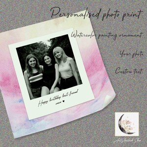 Benutzerdefiniertes einzigartiges Polaroid-Fotogeschenk mit Aquarellverzierungsrahmen glücklicher Valentinstag Feiertagsdruck Personalisiertes Porträt für Liebe Freundin