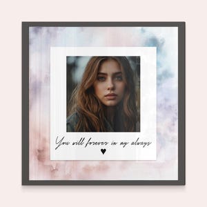 Regalo de fotografía polaroid único personalizado con marco de adorno de acuarela Impresión festiva del Feliz Día de San Valentín Retrato personalizado para novia enamorada