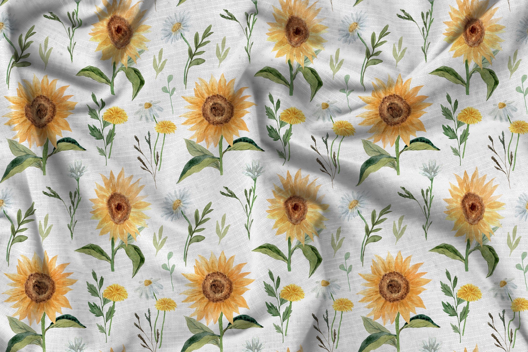 Watercolor Sunflower Seamless Pattern. Summer Sunny Flowers Digital ...