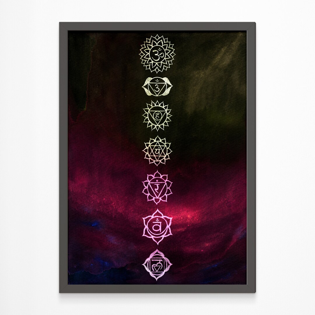 Spiritual Wall Art Chakra Wall Hanging Print Chakras Home Decor Black ...