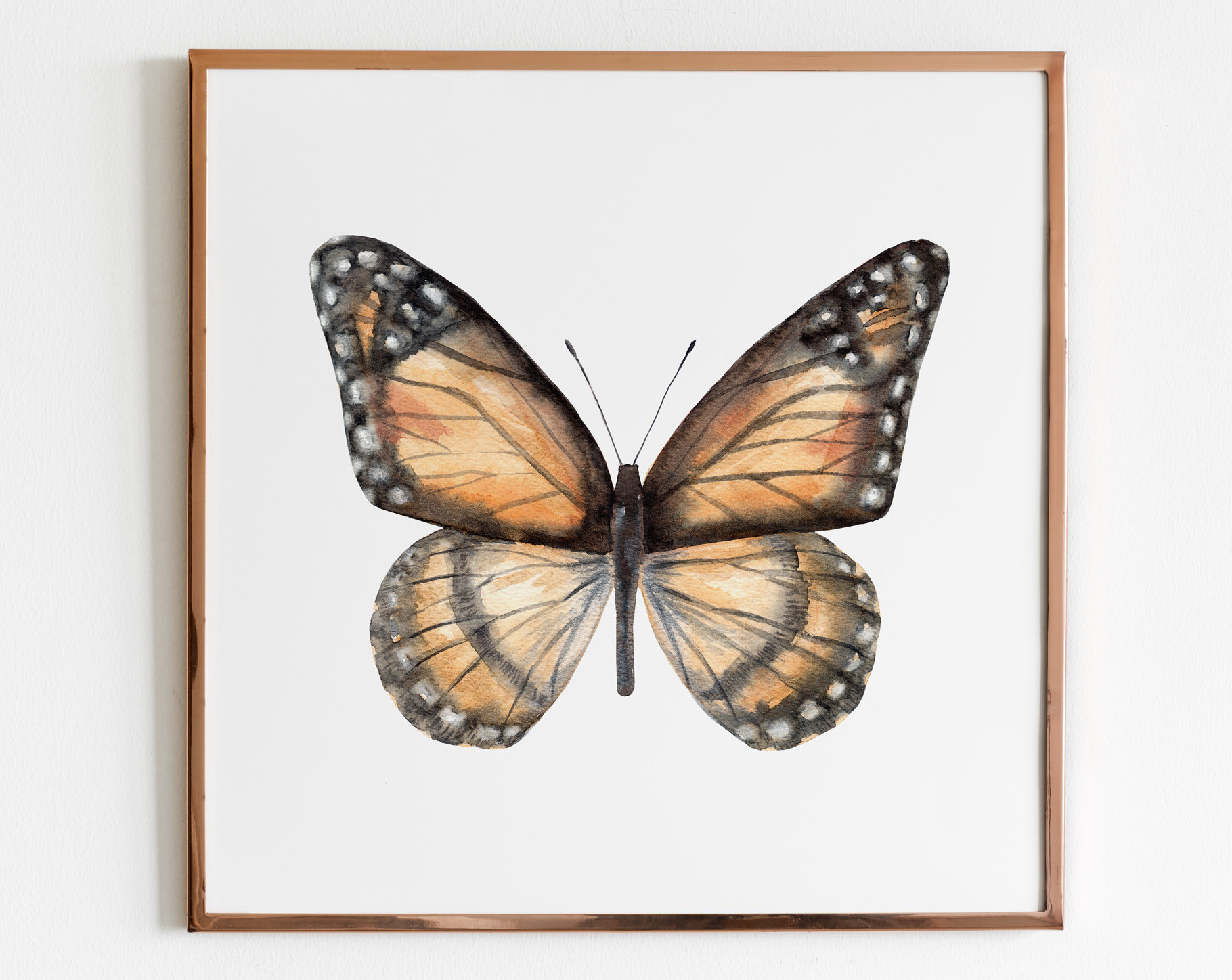 Original Watercolor Print of a Painting, Monarch Butterfly Art, 8x10,  orange black butterflies, pollinator, save the monarchs