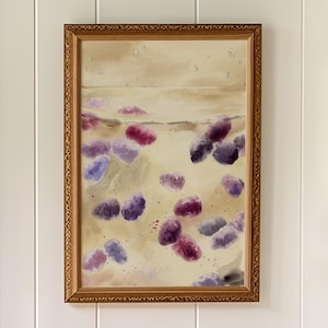 Aquarel paarse braambes Retro aquarel decor Bessen preppy esthetische poster vintage natuur eten print Berry zoete muurkunst