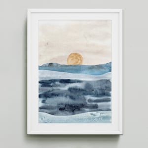 Ozean Druck Landschaft Wand Kunst abstrakt Küsten Aquarell Malerei minimalistische nautische Wanddekor über dem Bett Beachy Zimmer 24x36 Poster