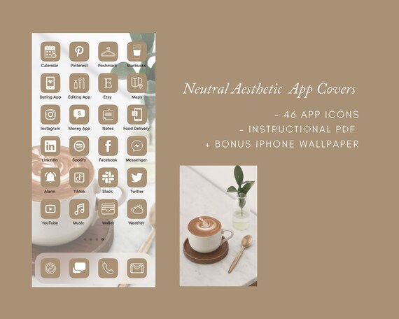 Golden Coffee Neutral Tone Aesthetic Iphone Ios 14 App Icons Etsy golden coffee neutral tone aesthetic iphone ios 14 app icons 46 app covers ios14 widget iphone photos