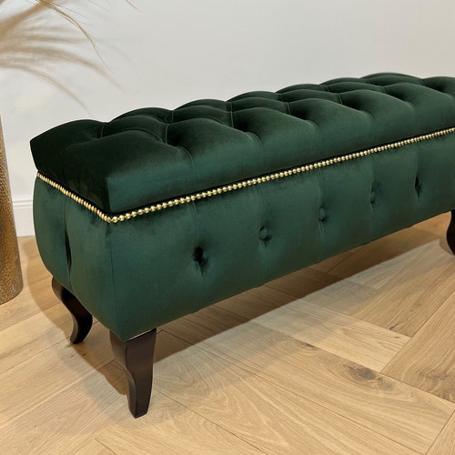 394 Entryway/bedroom Storage Bench in Emerald Green - Etsy