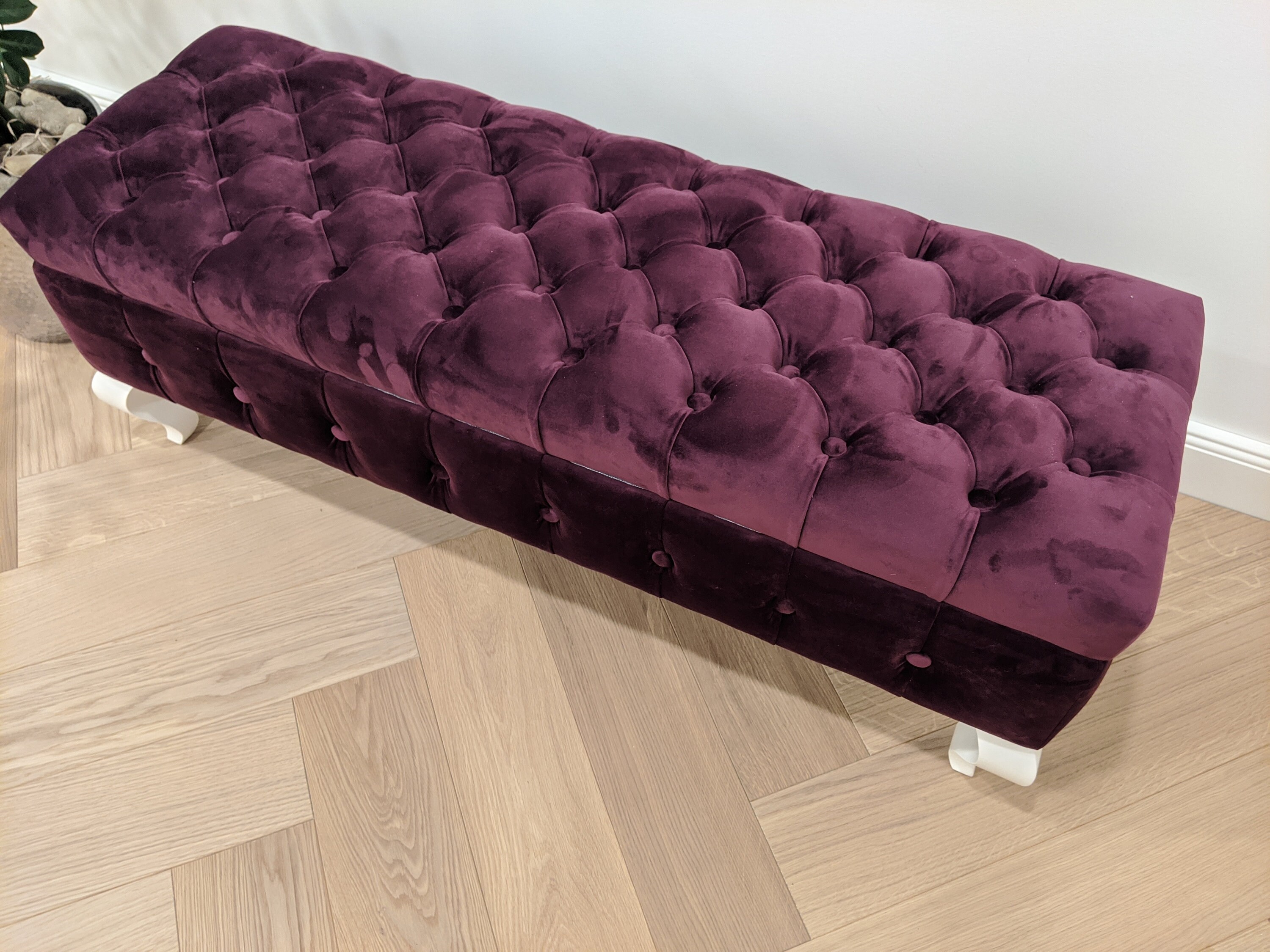 Purple Velvet Bench/ottoman With Storage Box Chesterfield Etsy