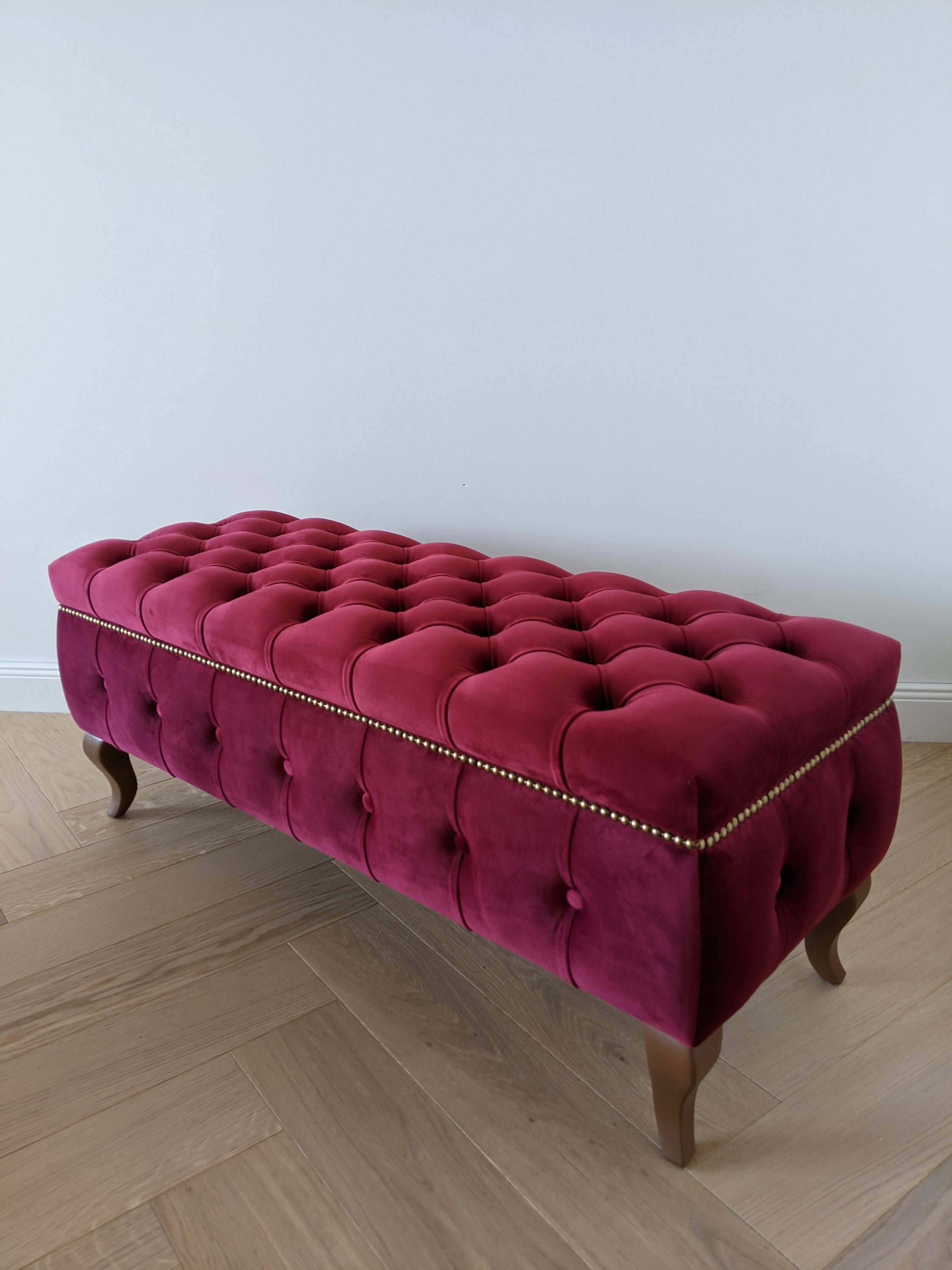 Purple Velvet Storage Ottoman entryway Bench Chesterfield Pouf