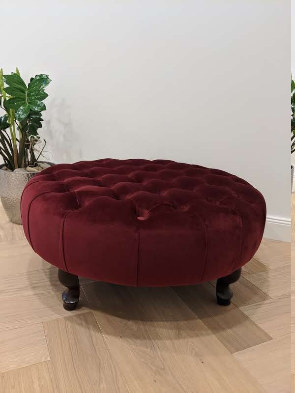 Burgundy round ottoman deals