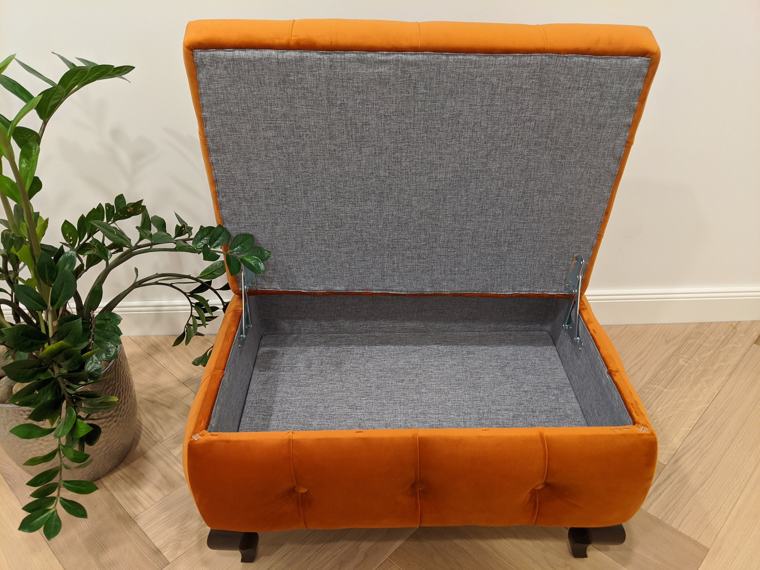 Burnt orange ottoman with storage discount