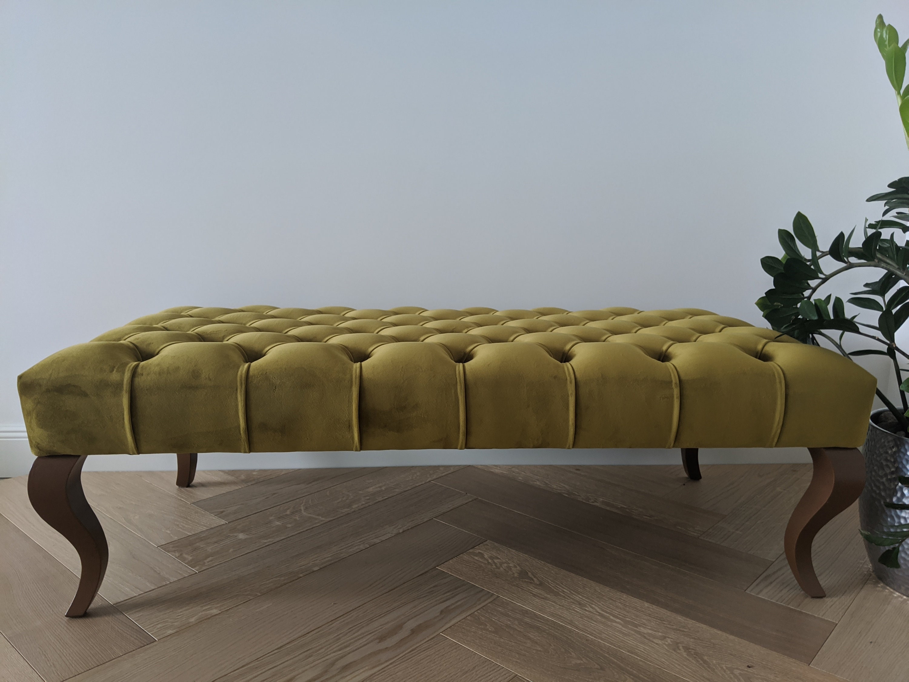 Mustard Yellow Wide Bench Ottoman Chesterfield Bench Etsy