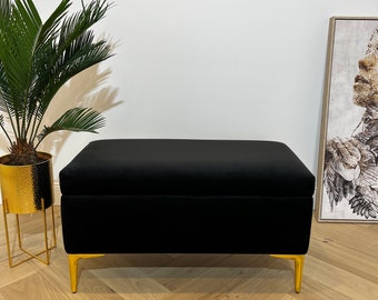 Handmade Modern Velvet Storage Ottoman Bench: Industrial Style
