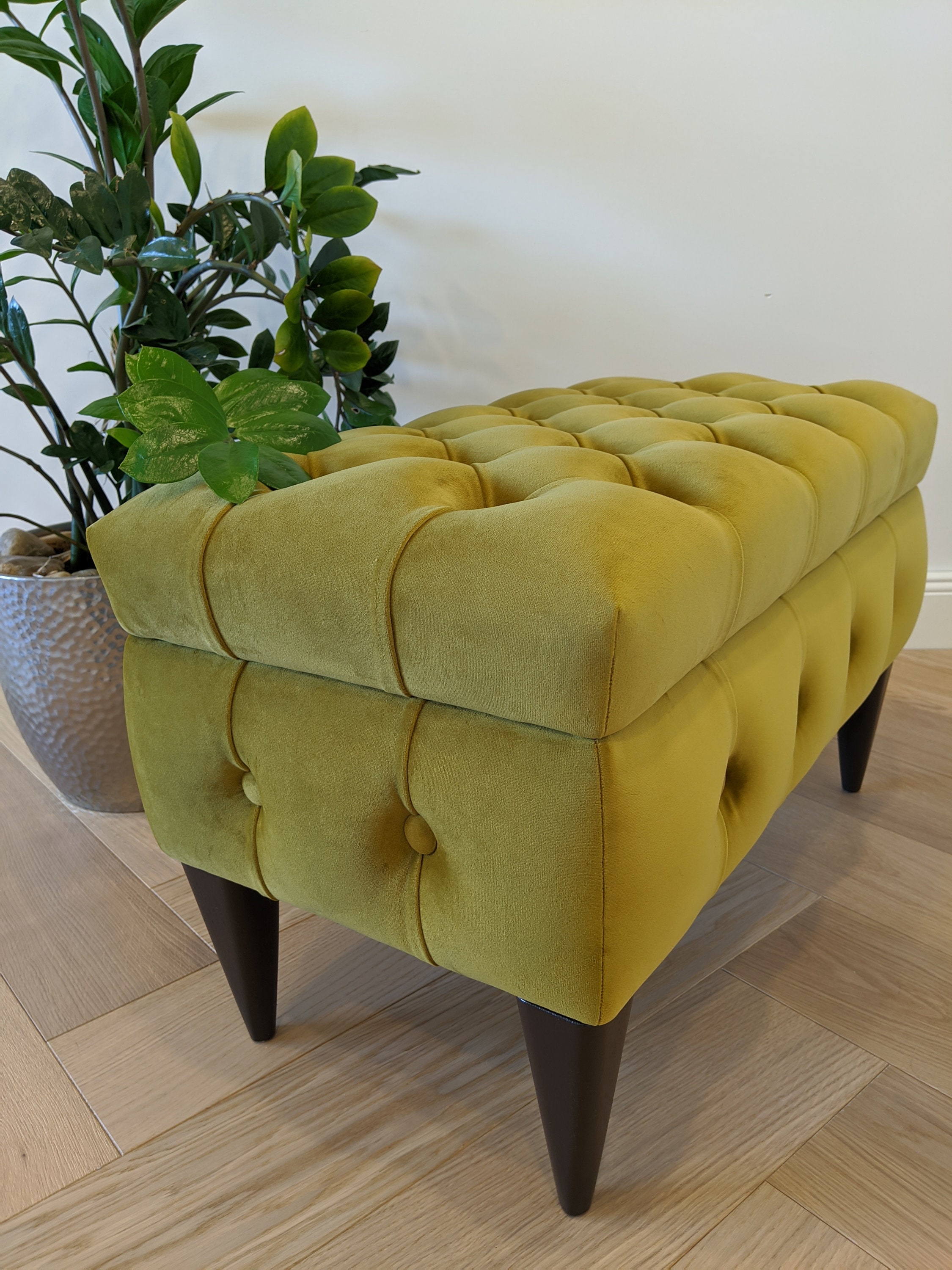 Yellow online tufted ottoman