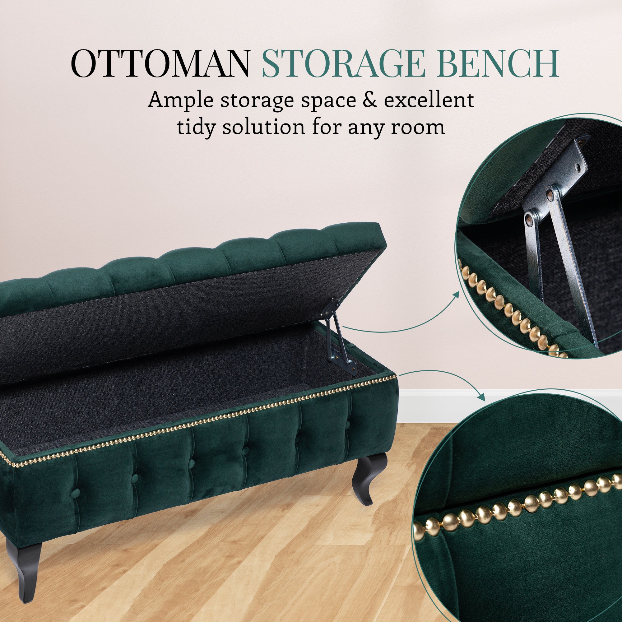 394 Entryway/bedroom Storage Bench in Emerald Green - Etsy