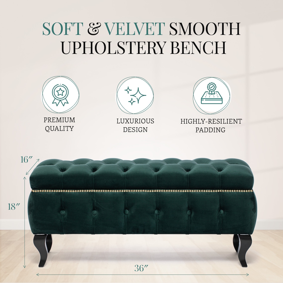 394 Entryway/bedroom Storage Bench in Emerald Green - Etsy