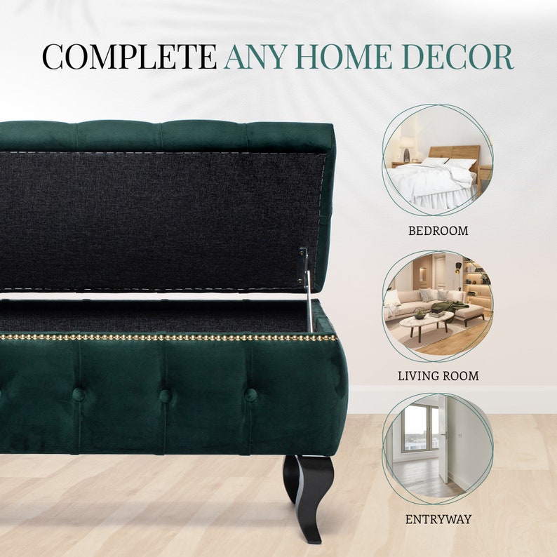 394 Entryway/bedroom Storage Bench in Emerald Green - Etsy