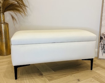 Handmade modern storage ottoman / Bench with storage / upholstered seat storage / upholstered box / storage bench / industrial bench