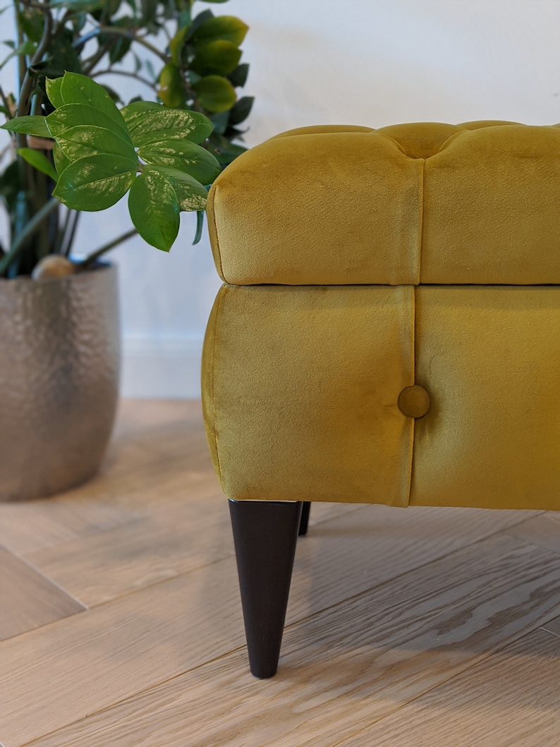 Mustard Yellow Chesterfield Ottoman With Storage Box Entryway Etsy UK