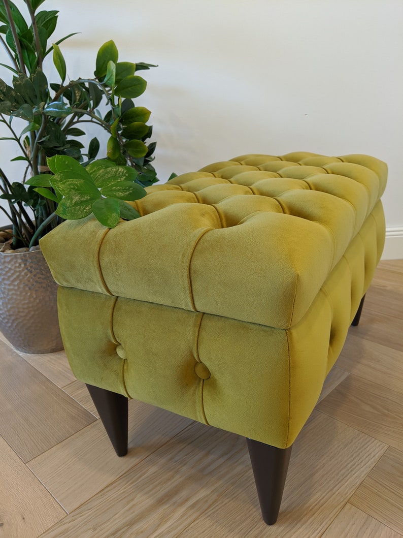 Mustard Yellow Chesterfield Ottoman With Storage Box Entryway Etsy UK