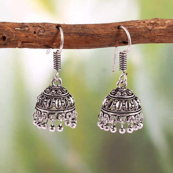 Oxidized Handmade German silver small size jhumki jhumka Earring Indian Jewelry Handmade Earring for girls and women party wear Jewelry