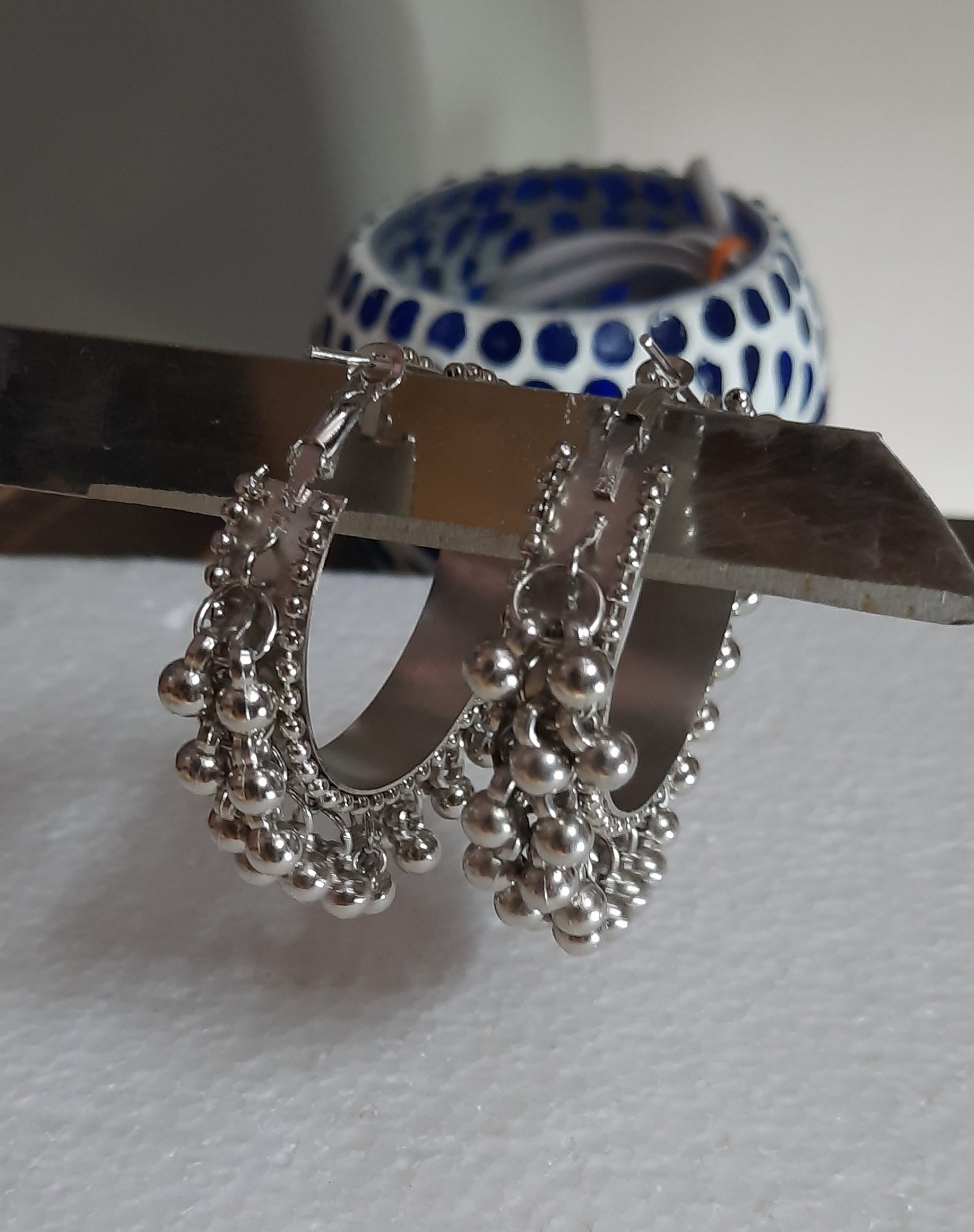 Handmade Silver Hoops Earring Ghungroo Indian Earrings - Etsy