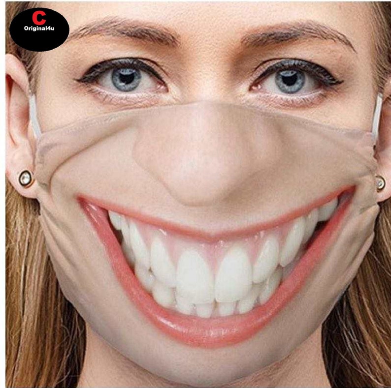 Party funny Human 3D Printing face Mask Protection Washable Breathable Unisex Adult Free Sipping in the U.S. C