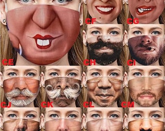 Máscara divertida de Halloween Fiesta Humana Impresión 3D Cubierta facial Protección Lavable Transpirable Unisex Novedad para adultos Máscara de media cara - Beber gratis