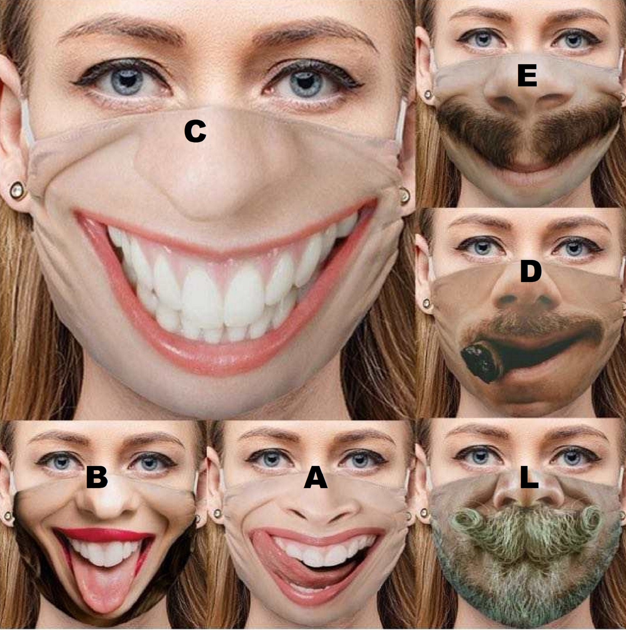 Party Funny Human 3D Printing Face Cover Protection Washable Etsy