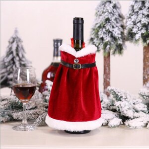 Set of 2 Santa Claus Clothes Red Wine Bottle Covers Bag Christmas ...