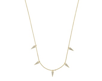 14K Gold Spear Diamond Necklace (1/4 ct. tw) / 18k Gold Diamond Necklace