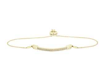 18k Gold Bolo Diamond Bracelet (1/2 ct. tw) / Adjustable Gold Diamond Bracelet / Everyday Gold Diamond Bracelet