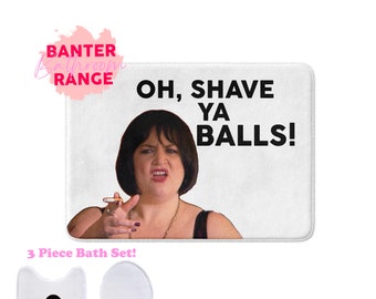 Shave ya balls Nessa 3 piece bath set,gavin and staceymfunny gifts,bath mat,toilet cover,oh whats occuring,funny nessa gifts