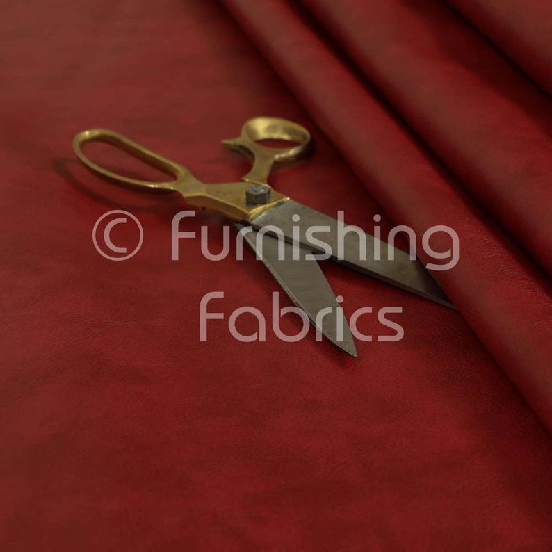 Free Worldwide Delivery Furnishing Fabrics New Thick Hardwearing Faux Suede Leatherette Vinyl Aged Effect Upholstery Fabric Red