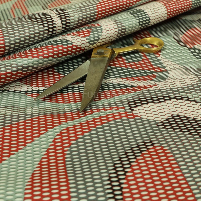 Sold By 1 Metre Free Worldwide Delivery Furnishing Fabric Modern Printed Velvet Geometric Grey Green Pattern Upholstery Furnishing Fabric