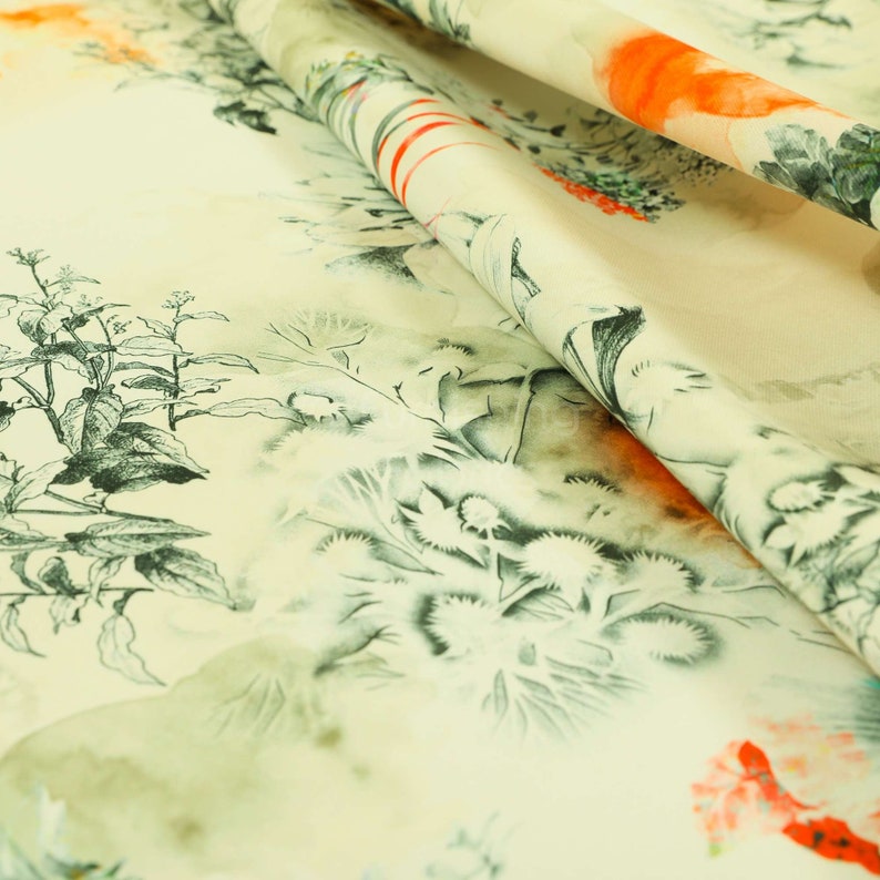 Free Worldwide Delivery Furnishing Fabric New Floral Scenery Greenery Pattern Colourful Velour Velvet Upholstery Fabrics Sold By 1 Metre