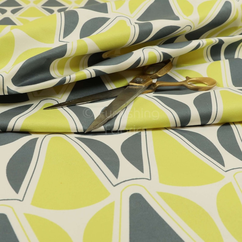 Sold By 1 Metre Free Worldwide Delivery Furnishing Fabric Modern Printed Velvet Geometric Grey Green Pattern Upholstery Furnishing Fabric