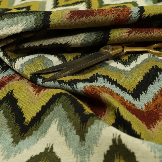 Sold By 1 Metre Free Worldwide Delivery Furnishing Fabric Modern Printed Velvet Geometric Grey Green Pattern Upholstery Furnishing Fabric