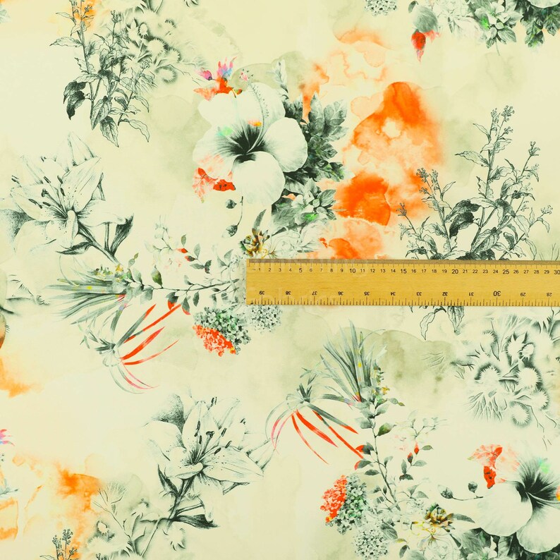 Free Worldwide Delivery Furnishing Fabric New Floral Scenery Greenery Pattern Colourful Velour Velvet Upholstery Fabrics Sold By 1 Metre